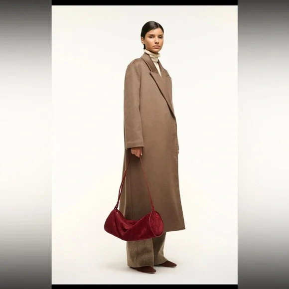 NWT STAUD Taru Pinot Elegant Burgundy Suede Shoulder Bag - Picture 5 of 7